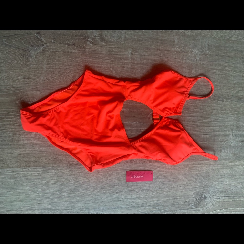 Neon orange one piece swim